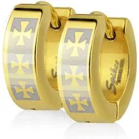 BUNGSA Creolen-Set Gold - Creolen Kreuz aus Edelstahl Unisex (1 Paar (2 Stück), 2-tlg), Ohrschmuck Ohrringe