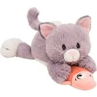 Nici Kuscheltier Homies GREEN, Katze grau & Fisch 30 cm liegend