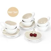 HOMELUX Espressotasse 12 Stück Kaffeetassen Set 120ml Mokkatassen Tassen Teetasse Weiß, 12-tlg., Keramik, Espresso Tasse für 6 Personen mit Untertassen Spülmaschinenfest