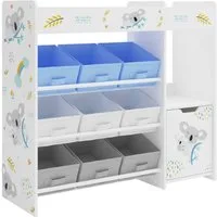 en.casa Kinderregal, »Søndreland« mit 9 Faltboxen mit Koala Motiv