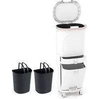 COSTWAY Mülleimer, Küche, Mülltrennsystem 3 Fächer, Schublade mit Rollen