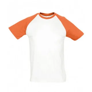 SOLS Herren Funky Contrast Short Sleeve T-Shirt (Weiß/Orange)