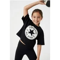 Converse T-Shirt Cropped Style für Mädchen für Mädchen, Kurzarm, mit Rundhalsausschnitt, aus Baumwolle