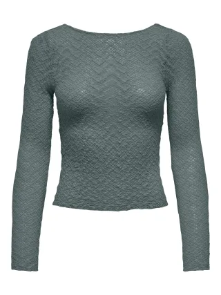 ONLY - ONLANGILA L/S DEEP BACK TOP BOX JRS balsam green - Gr. - M