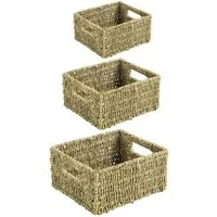 IDIMEX Aufbewahrungskorb CABO (Set), Aufbewahrungsbox 3er Set geflochten aus Seegras praktischer Organizer