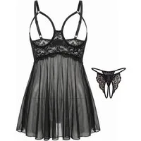 Elegant Love Babydollkleid Ouvert-Lingerie mit Tüllrock – Reizwäsche aus Spitze für Damen (Set, 2-tlg., mit Tanga) Sexy Nachtwäsche – Nachthemd, Negligée & Schlafkleid in einem
