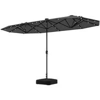 COSTWAY Sonnenschirm, 400 x 200 cm, LED-Solar-Beleuchtung, mit Ständer