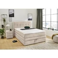 Jockenhöfer Gruppe Boxspringbett AMY mit Bettkasten, inkl. Bonnell- oder Taschenfederkernmatratze H2-H4, mit 6 cm Kaltschaum-Topper, Cord-Bezug, 120x200 und 140x200 cm