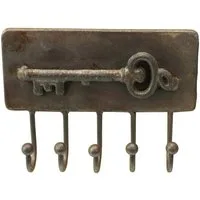 Macosa Home Wandhaken Schlüsselleiste 5 Haken Metallhaken Braun Antik rost Schlüssel-Haken, Schlüssel, Haken-Leiste Metall Kleiderhaken Garderobenhaken Vintage