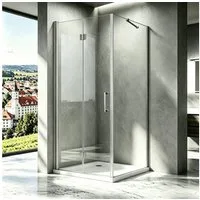 Boromal Eckdusche Duschkabine 90x90 80x80 Eckeinstieg Falttür Drehfalttür Seitenwand, BxT: 80x80 cm, Sicherheitsglas, Duschabtrennung, Duschwand Dusche Glas, 6mm ESG Nano Glas