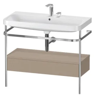 Duravit Happy D.2 Plus c-shaped Set mit Metallkonsole und Schubkasten Leinen Matt 975x490x850 mm - H HP4843E7575