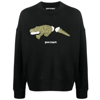 Schwarzer Pullover mit Kroko-Logo von Palm Angels