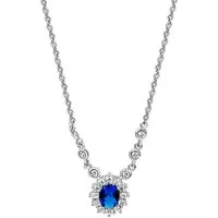 Zeeme Kette mit Anhänger Silber 925 rhodiniert mit Zirkonia blau und weiß