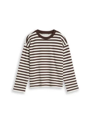 Denim Tom Tailor - Sweatshirt mit Streifenmuster brown white stripe - Gr. - XL