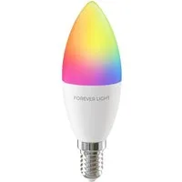 Forever Light LED-Leuchtmittel Lampe RGB E14 C37 5W 500lm Neutralweiß 4000 K Energieklasse F, Neutralweiß RGB, RGB Beleuchtung mit Pilot Fernbedienung