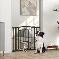 PawHut Hundegitter Treppenschutzgitter Türgitter Breiten 76-104 cm Stahl (Türschutzgitter, 1 St., Absperrgitter ohne Bohren), für Treppen, Tür, Flur, Schwarz