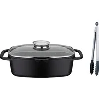 GSW Bräter Gourmet Grantit, Aluminiumguss (Set, 2-tlg), Induktion, 6 Liter, inkl. Servierzange