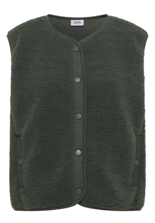CECIL - Weste aus Teddy-Material grün - Gr. - XXL