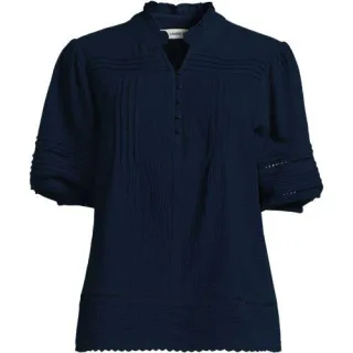 Musselin-Bluse mit Leiterborte für Damen, Damen, size: regular, Gelb, Baumwolle, by Lands' End