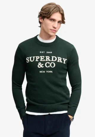 Superdry - Pullover mit Applikation waldgrün - Gr. - M