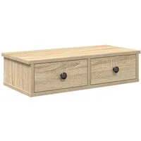 vidaXL Regal Wandregal mit Schubladen Sonoma-Eiche 60x28x15 cm Holzwerkstoff, 1-tlg.