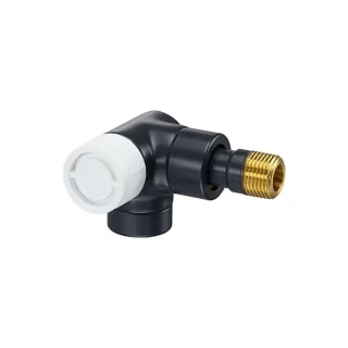 Oventrop Baureihe E Thermostatventil 1163432 Winkel-Eck, links, stufenlose Voreinstellung, DN 15, Messing, anthrazit