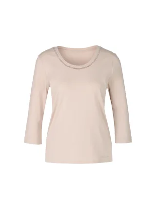 Marc Cain Collections - T-Shirt mit Perlenbesatz deep pearl - Gr. - 36