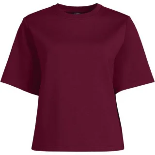 Samtweiches Shirt mit Rundhalsausschnitt, Damen,  Lila, Baumwolle/Polyester-Mischung, by Lands' End