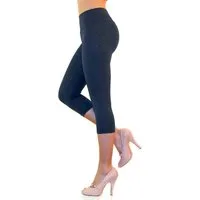 YESET Leggings Damen Capri 3/4 Leggings Baumwolle hoher Bund JEANS S Highwaist-Leggings