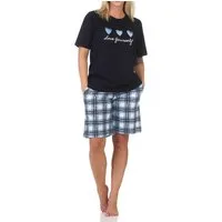 Normann Pyjama Normann Damen Schlafanzug kurzarm Shorty Karohose - auch in Übergröße