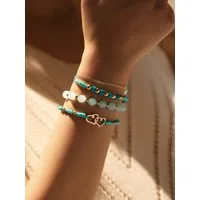 The Beauty House Armband Armband Set mit Edelsteinen in Türkis & Gold, – Trendiger Schmuck für Damen