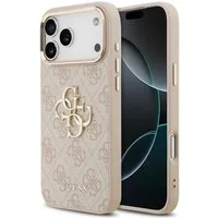 Guess Handyhülle GUESS Case für iPhone 17 Pro Max Metal Logo Gold Hülle Cover Rosa