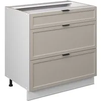 Vicco Unterschrank Fame-Line, GrauBeige/Weiß, 80 cm mit 3 Schubladen, ohne Arbeitsplatte (1-St)