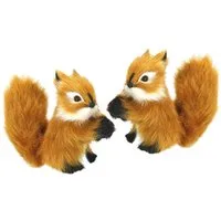 I.GE.A. Dekofigur Tierfigur mini Eichhörnchen (2 St), 2er Set aus Kunstfell Statue Ornamente Pelz Plüschtier Waldtier