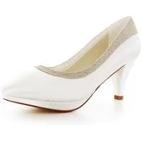 White Lady 838 ivory - einfärbbare Satin-Brautschuhe mit Glitzerrand Pumps