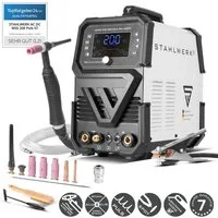 STAHLWERK Schutzgasschweißgerät Schutzgas-Schweißgerät AC/DC WIG 200 Puls Pro, 5 - 200 A, Packung, 1-tlg., Set, IGBT Inverter mit 200 Ampere