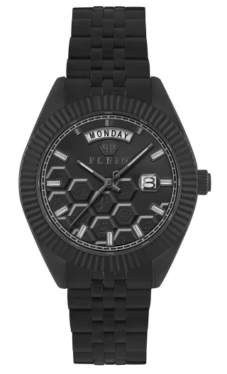 Philipp Plein Date Superlative Gent Herren Schwarz Uhr PWPVA0624