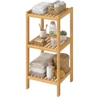 SONGMICS Badregal Badezimmerregal, Küchenregal, für Bad, Wohnzimmer, Flur, Küche, Schuhregal mit 3 Ebenen, Standregal aus Bambus, 33 x 33 x 79,5 cm
