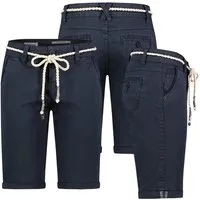 SUBLEVEL Bermudas Damen Short Bermuda kurze Hose Sommer Chino Stoff knielang mit Gürtel