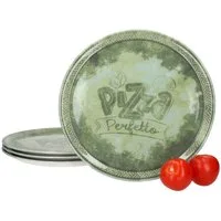 MamboCat Pizzateller 4x Perfetto Pizzateller Grün Ø 31,5 cm 4 Personen Porzellan Pizza