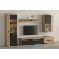 OTTO home Wohnwand Roger,Breite 255 cm moderne Mediawand ohne Beleuchtung, (Set, 4-St), Anbuwand (Set,4-St) viel Stauraum, Glastüren