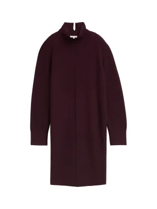 Tom Tailor - Strickkleid mit Stehkragen dark red mélange - Gr. - 38