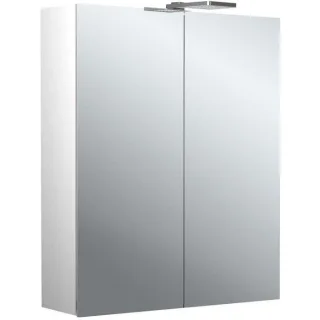 Emco pure 2 Style Aufputz-Lichtspiegelschrank 979705302 600x721mm, mit LED-Aufsatzleuchte, 2-türig, Aluminium