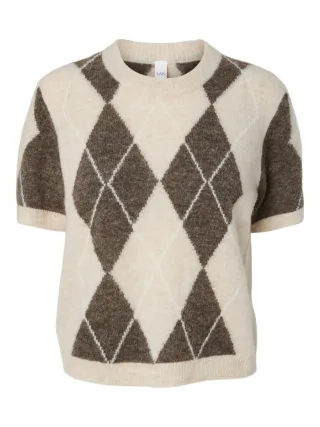 Y.A.S - Kurzarm-Strickpullover grau - Gr. - XS