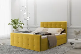 Boxspringbett Schlafzimmerbett MAURO 120x220cm Stoff Soro Gelb inkl.Bettkasten
