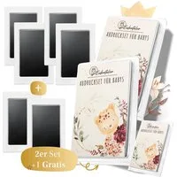 Eulentaler Handabdruck-Set I Baby Abdruckset (Sparset) I ganz ohne Hautkontakt, 3er Set für 6 Abdrücke, (1 Set gratis), Für Hand und Fußabdrücke