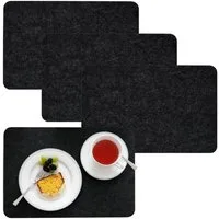 DuneDesign Platzset 4 Extra-Dicke Tischsets Filz Grau - Edle Tischunterlagen - Abwaschbar, 43 x 30 x 0,5 cm Platzdeckchen Rechteckig - Filzunterlagen Esstisch