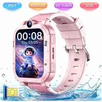 blackview Kinderuhr mit GPS Telefon und Videoanruf, SOS-Taste, 800mAh, Geschenk Smartwatch (Rosa Zoll), Bis zu 30 Kontakte, Fernabschaltung, Face-Unlock, 4G Nano SIM