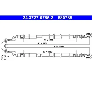 ATE Handbremsseil hinten L?nge 1735 Opel Astra H Kasten Kombi