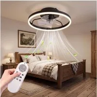 GarveeMore Deckenventilator mit LED Licht & Fernbedienung für Schlafzimmer, leise, Zweifarbig, 6 Geschwindigkeiten, 3 Lichtfarben, dimmbar, Kupfermotor, Schwarz/Weiß